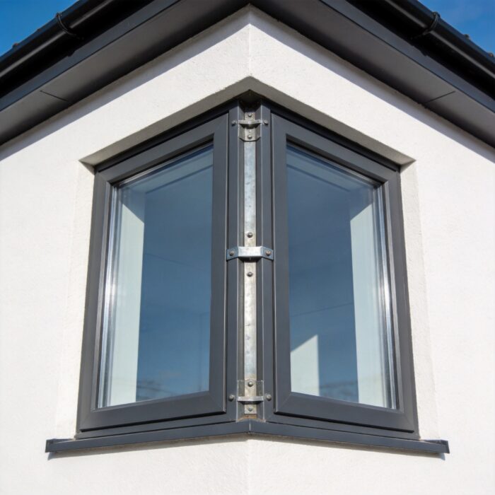 Anthracite Grey PVC Corner Window Frame 1200x1200mm 90-Degree Wrap-Around