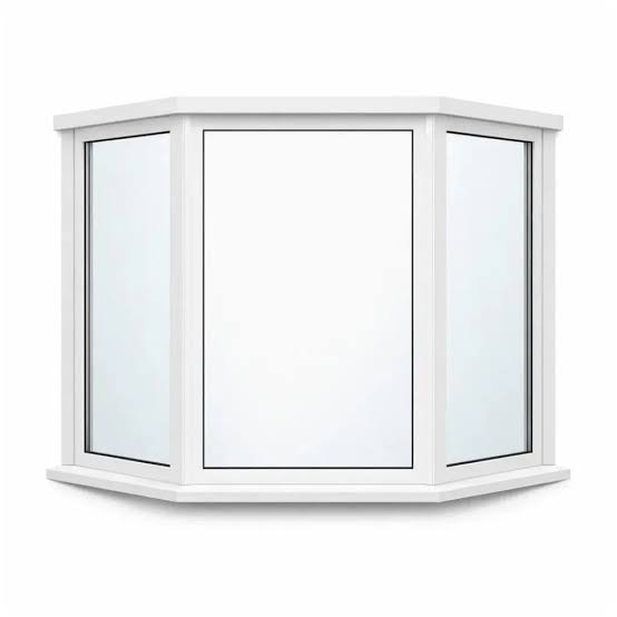 White PVC Bay Window Frame 1800x1200mm Compact Three-Section Design