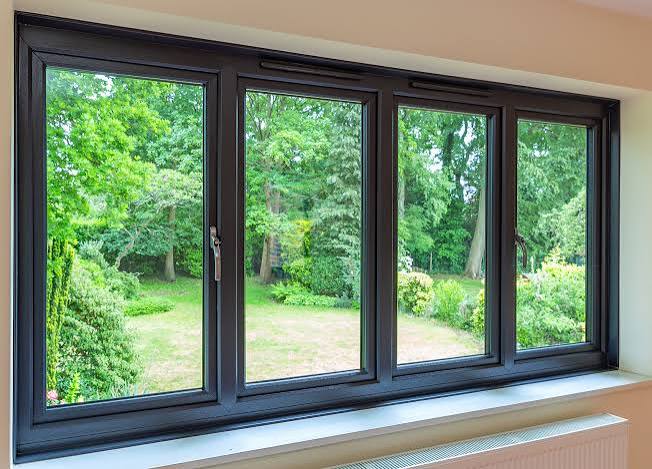Anthracite Grey PVC Fixed Window Frame 1200x900mm Slim Profile Design