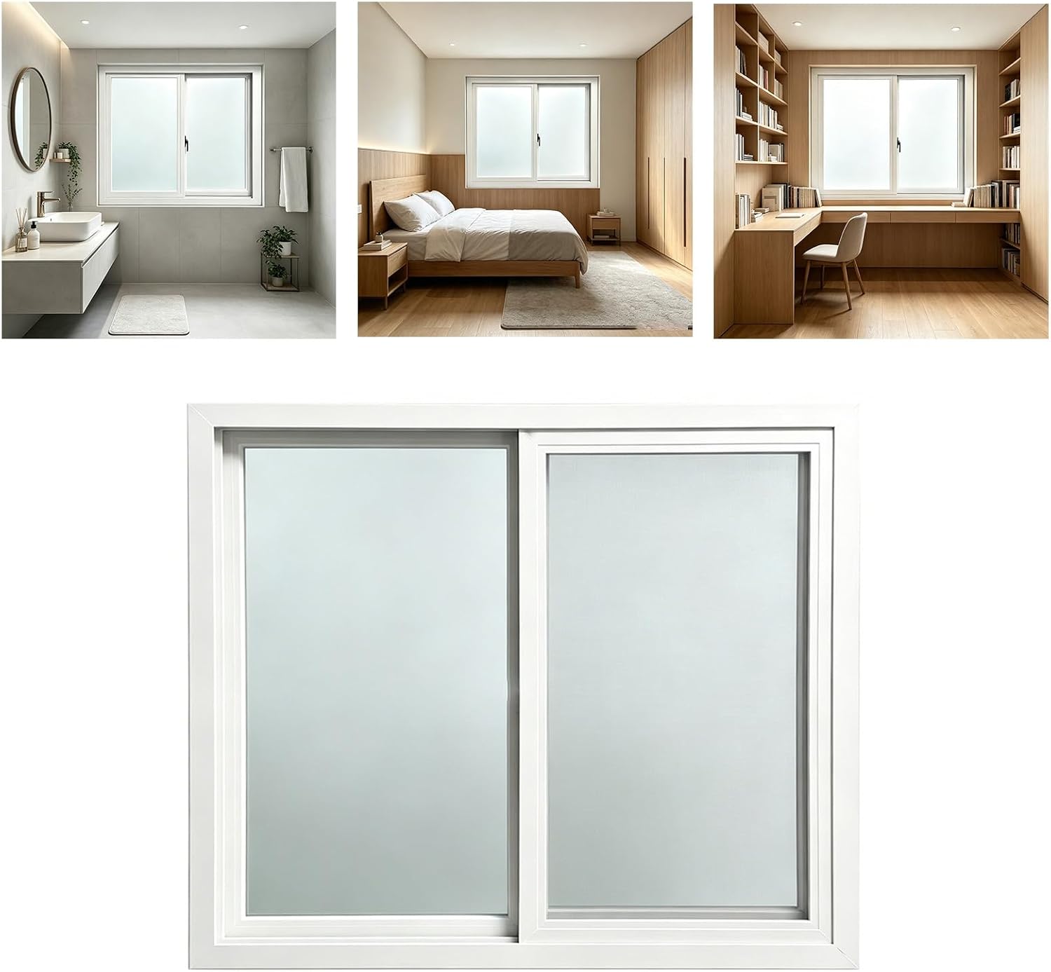 Sliding Basement Window uPVC Frame with Obscure Privacy Glass & Integrated Screen, Dual-Pane Insulated Shed Window for Bathroom & Small Room(18x22)