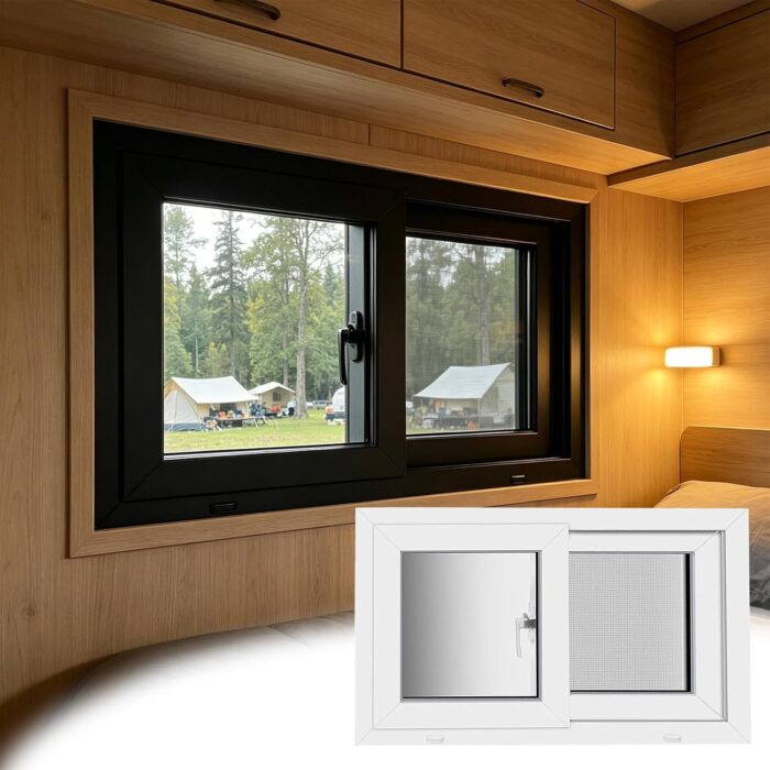 Basement Sliding Window, Double Frosted Tempered Glass & PVC-Steel Frame, Horizontal Slide for Sheds, Garages & Mobile Homes(38" x 13")