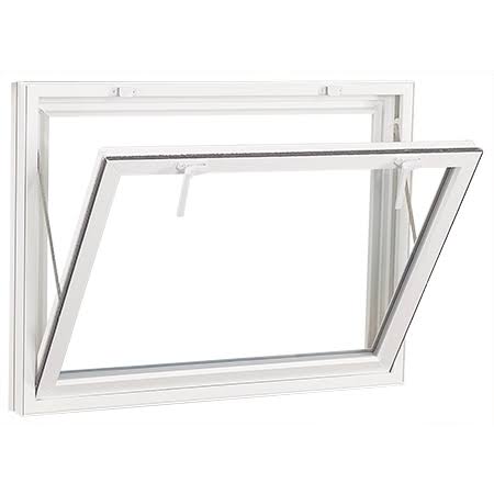 White PVC Hopper Window Frame 600x400mm Compact Basement Ventilation
